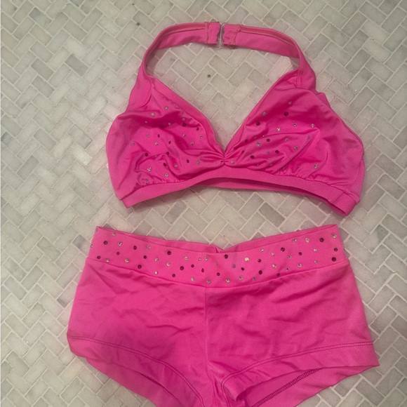 NFL pro dance dallaswear Cheer Glamorous Pink Rhinestone Set - Picture 2 of 3